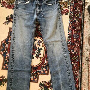 Levi's Size 33X34 Men's 505 Blue Cotton Denim 5 Pocket Logo Tag Jeans